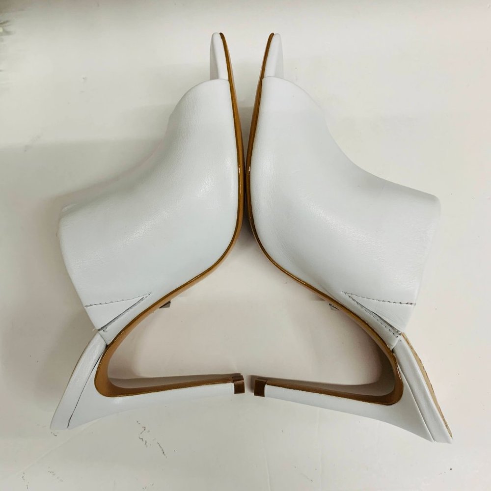 Schutz Trudy Leather Open Toe Mules White $180 - Picture 5 of 9